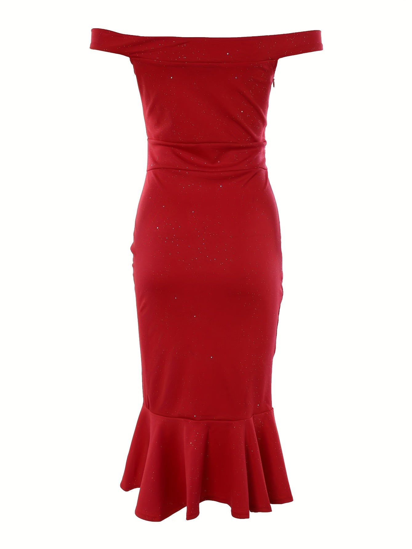 Women's Dresses Red Solid Ruffle Trim Dresses For Party Dressing