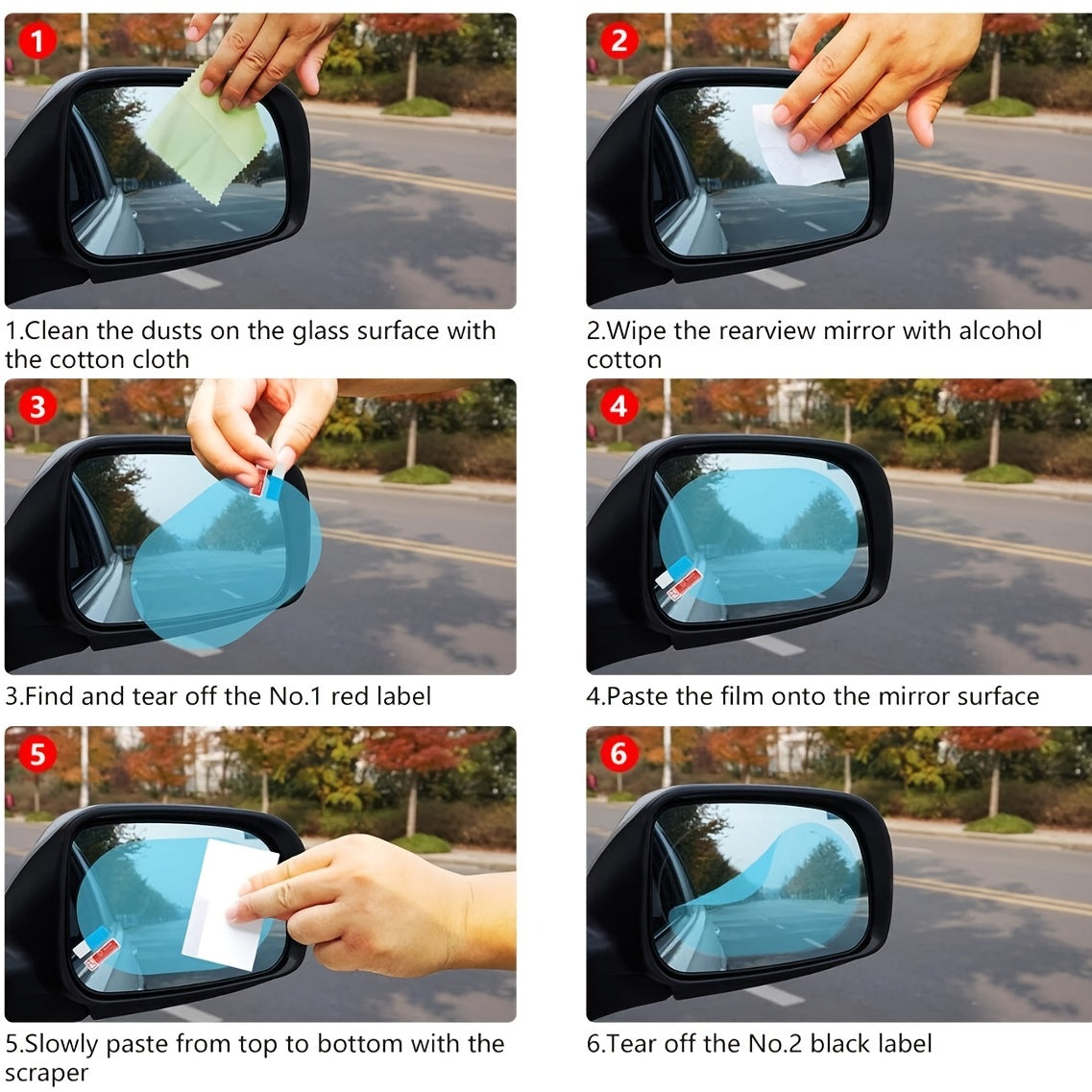 Keep Your Car Rear Lenses Clear & Protected in Rainy Weather with These 2pcs Anti-Rain Clear Film Stickers!