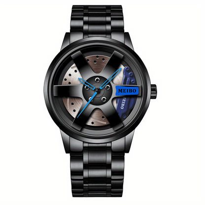 Men's Quartz Watch, Round Circle Case Stainless Steel Wristwatch For Men, Ideal choice for Gifts