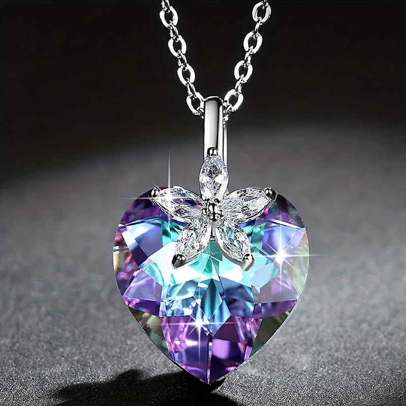 Exquisite Heart-Shaped Crystal Pendant Necklace for Women - Luxury Delicate Design, Hypoallergenic Chain, Adjustable Length, Perfect Gift for Her, Anniversary, Birthday, or Valentine's Day