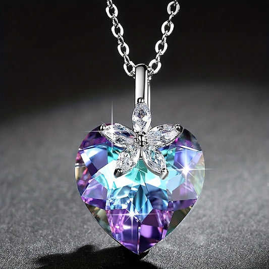 Exquisite Heart-Shaped Crystal Pendant Necklace for Women - Luxury Delicate Design, Hypoallergenic Chain, Adjustable Length, Perfect Gift for Her, Anniversary, Birthday, or Valentine's Day