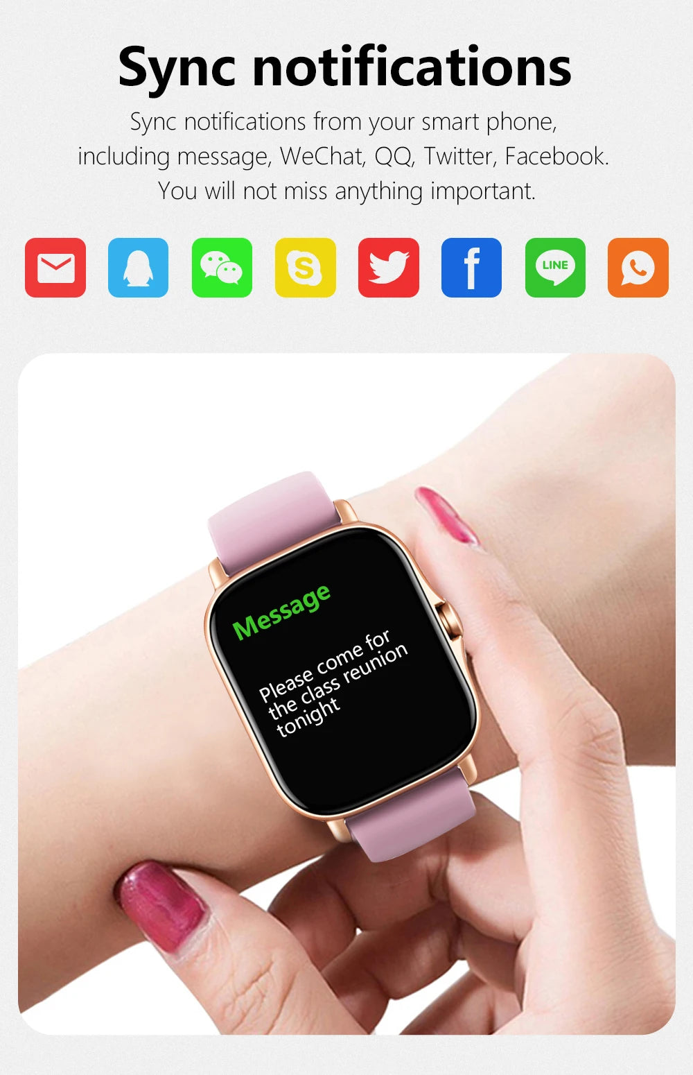 Multifunction Smart Watch For Men Women Kids Message Remind Music Control Sport Step Calories D13 Smartwatch Alarm Clock 116Plus