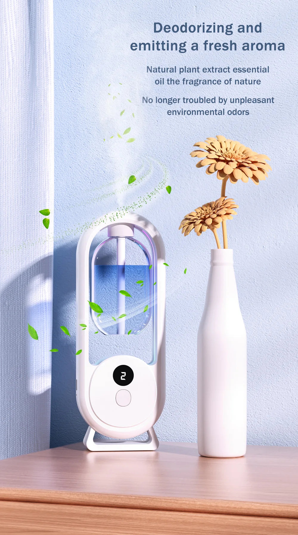 Rechargeable portable aroma diffuser Essential Oil Aromatherapy machine Timed air freshener to remove odors 5 modes timed spray